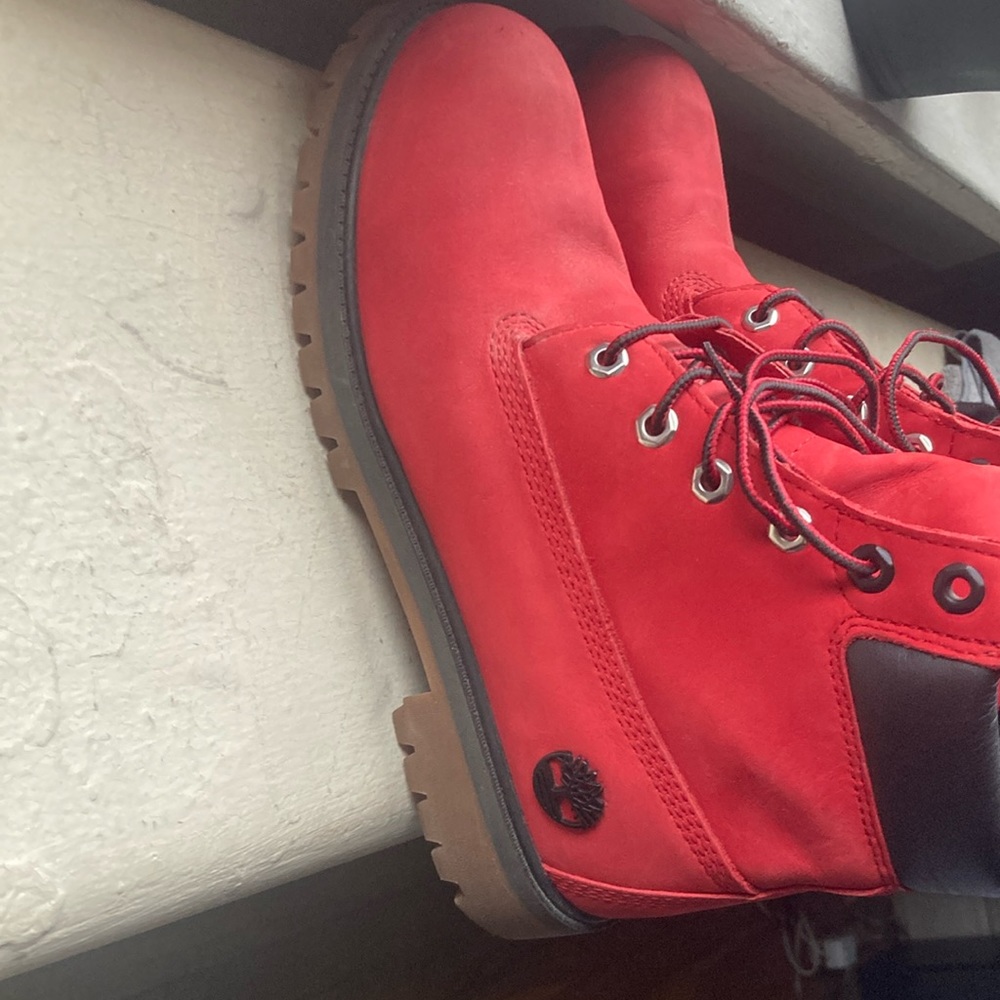 Red Timberland Waterproof Boots